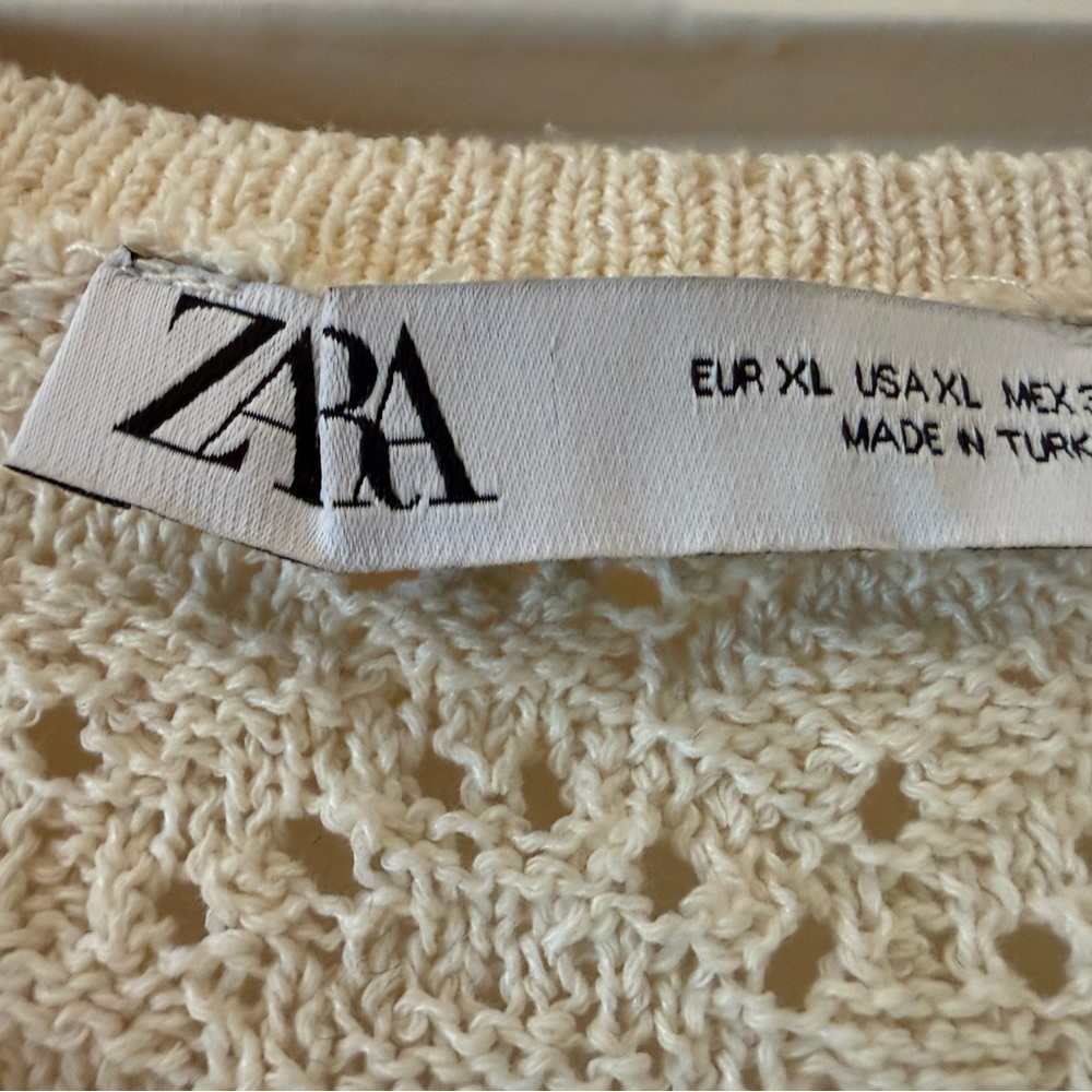 Zara Cream Knit Cardigan with Rhinestone Buttons NEVER WORN. Size XL. - Picture 3 of 6